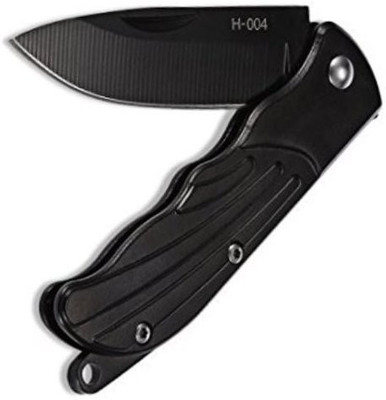 AlexVyan H004 Pocket Camping Folding Knife With Metal Handle, Stainless Steel Black Blade and Liner Lock Knives Pocket Knife(Black)