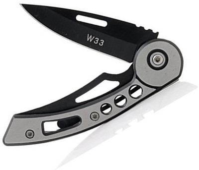 

AlexVyan W33 1 Pcs Pocket Camping Folding Knife With Silver Metal Handle, Stainless Steel Black Blade and Liner Lock Knives Pocket Knife(Black, Silver)
