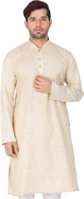 VASTRAMAY Men Self Design Straight Kurta(Beige)