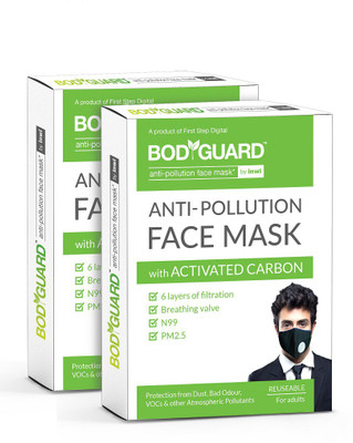 

BodyGuard Anti Pollution Mask with Activated Carbon, N99 + PM2.5 Unisex Adult Mask – (Pack of 2) FSP125 Mask