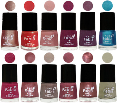 

Fabia Premium Collection 12 Piece Color Nail Polish Shades Light Nude-Red Orange-Shrimp Pastell-Cherry Blossom-Light Jam-Denim-Hot Magenta-Lip-Light Beige-Dusty Pink-Dark Red Chrome-Oyster(Pack of 12)