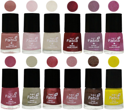 

Fabia Premium Shine & Glossy Nail Polish Collection Shades (12 Pcs Combo) Nude-Lychee-Light Cream-Maroon-Light Violet-Rani-Pink Maroonish-Oyster-Nude Pink-Light pink-Dark Brown-Yellow(Pack of 12)