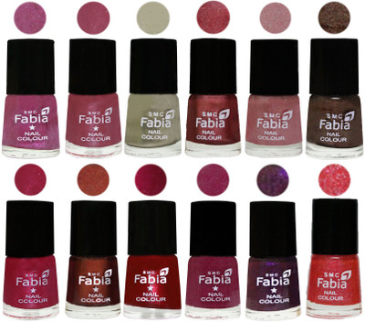 

Fabia Premium Lacquer Extra Shine Nail Polish Shades Of (12 Pcs Nail Polish) Rani-Pink Maroonish-Oyster-Nude Pink-Light pink-Dark Brown-Cherry Pink-Berry-Dark Magenta-Rose Pink-Dark Purple-Jerry Pink(Pack of 12)