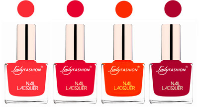 

Lady Fashion Ultra High Shine Long Stay Nail Polish Baby Pink,Sweet Red,Juicy Orange,Pink(Pack of 4)