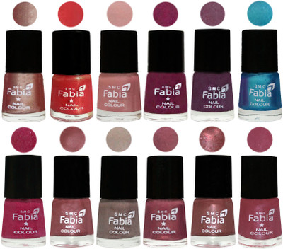 

Fabia Premium Shine & Glossy Nail Polish Collection Shades (12 Pcs Combo) Light Nude-Red Orange-Shrimp Pastell-Cherry Blossom-Light Jam-Denim-Hot Magenta-Lip-Light Beige-Dusty Pink-Dark Red Chrome-Pink Maroonish(Pack of 12)