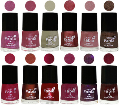 

Fabia Premium Collection 12 Piece Color Nail Polish Shades Rani-Pink Maroonish-Oyster-Nude Pink-Light pink-Dark Brown-Cherry Pink-Berry-Dark Magenta-Rose Pink-Dark Purple-Royal Red(Pack of 12)