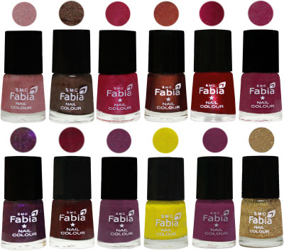 

Fabia Premium Collection 12 Piece Color Nail Polish Shades Light pink-Dark Brown-Cherry Pink-Berry-Dark Magenta-Rose Pink-Dark Purple-Royal Red-Brinjal Purple-Yellow-Light purple-Light Golden(Pack of 12)