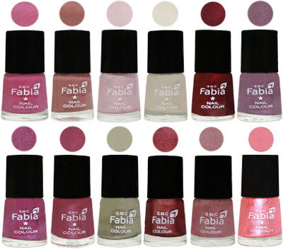

Fabia Premium Shine & Glossy Nail Polish Collection Shades (12 Pcs Combo) Light Plum-Nude-Lychee-Light Cream-Maroon-Light Violet-Rani-Pink Maroonish-Oyster-Nude Pink-Light pink-Jerry Peach(Pack of 12)