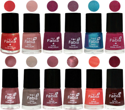 

Fabia Premium Shine & Glossy Nail Polish Collection Shades (12 Pcs Combo) Red Orange-Shrimp Pastell-Cherry Blossom-Light Jam-Denim-Hot Magenta-Lip-Light Beige-Dusty Pink-Dark Red Chrome-Peach-Royal Red(Pack of 12)
