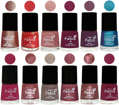 

Fabia Premium Lacquer Extra Shine Nail Polish Shades Of (12 Pcs Nail Polish) Light Nude-Red Orange-Shrimp Pastell-Cherry Blossom-Light Jam-Denim-Hot Magenta-Lip-Light Beige-Dusty Pink-Dark Red Chrome-Rose Pink(Pack of 12)