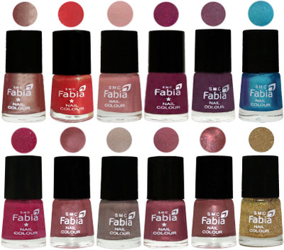 

Fabia Premium Collection 12 Piece Color Nail Polish Shades Light Nude-Red Orange-Shrimp Pastell-Cherry Blossom-Light Jam-Denim-Hot Magenta-Lip-Light Beige-Dusty Pink-Dark Red Chrome-Light Golden(Pack of 12)