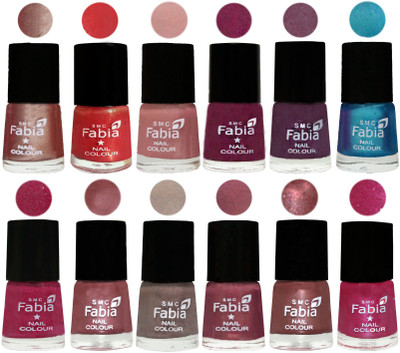 

Fabia Premium Shine & Glossy Nail Polish Collection Shades (12 Pcs Combo) Light Nude-Red Orange-Shrimp Pastell-Cherry Blossom-Light Jam-Denim-Hot Magenta-Lip-Light Beige-Dusty Pink-Dark Red Chrome-Light Magenta(Pack of 12)
