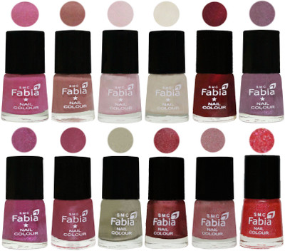 

Fabia Premium Lacquer Extra Shine Nail Polish Shades Of (12 Pcs Nail Polish) Light Plum-Nude-Lychee-Light Cream-Maroon-Light Violet-Rani-Pink Maroonish-Oyster-Nude Pink-Light pink-Jerry Pink(Pack of 12)