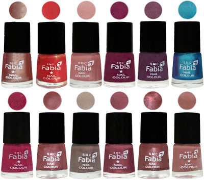 

Fabia Premium Shine & Glossy Nail Polish Collection Shades (12 Pcs Combo) Light Nude-Red Orange-Shrimp Pastell-Cherry Blossom-Light Jam-Denim-Hot Magenta-Lip-Light Beige-Dusty Pink-Dark Red Chrome-Nude(Pack of 12)