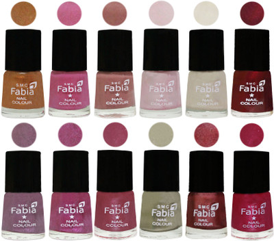 

Fabia Premium Collection 12 Piece Color Nail Polish Shades Golden -Light Plum-Nude-Lychee-Light Cream-Maroon-Light Violet-Rani-Pink Maroonish-Oyster-Nude Pink-Cherry Pink(Pack of 12)