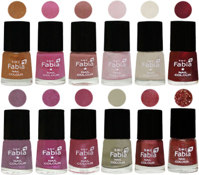 

Fabia Premium Shine & Glossy Nail Polish Collection Shades (12 Pcs Combo) Golden -Light Plum-Nude-Lychee-Light Cream-Maroon-Light Violet-Rani-Pink Maroonish-Oyster-Nude Pink-Jerry Wine(Pack of 12)