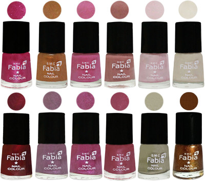 

Fabia Premium Lacquer Extra Shine Nail Polish Shades Of (12 Pcs Nail Polish) Light Magenta-Golden -Light Plum-Nude-Lychee-Light Cream-Maroon-Light Violet-Rani-Pink Maroonish-Oyster-Dark Golden(Pack of 12)