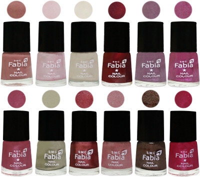 

Fabia Premium Lacquer Extra Shine Nail Polish Shades Of (12 Pcs Nail Polish) Nude-Lychee-Light Cream-Maroon-Light Violet-Rani-Pink Maroonish-Oyster-Nude Pink-Light pink-Dark Brown-Cherry Pink(Pack of 12)