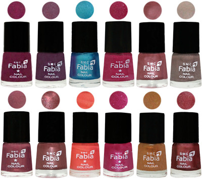 

Fabia Premium Lacquer Extra Shine Nail Polish Shades Of (12 Pcs Nail Polish) Cherry Blossom-Light Jam-Denim-Hot Magenta-Lip-Light Beige-Dusty Pink-Dark Red Chrome-Peach-Light Magenta-Golden -Nude Pink(Pack of 12)