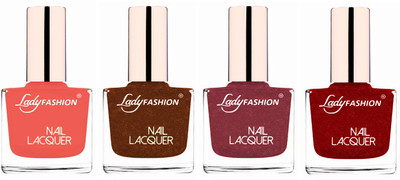 

Lady Fashion Ultra High Shine Long Stay Nail Polish Light Orange,Copper,Mauve,Red(Pack of 4)