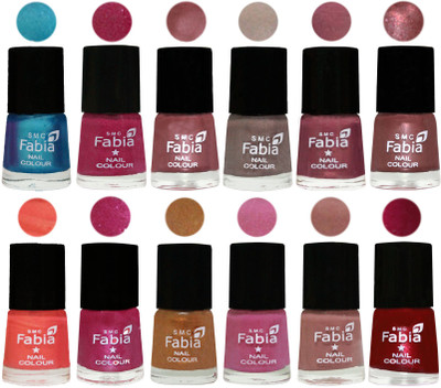 

Fabia Premium Collection 12 Piece Color Nail Polish Shades Denim-Hot Magenta-Lip-Light Beige-Dusty Pink-Dark Red Chrome-Peach-Light Magenta-Golden -Light Plum-Nude-Dark Magenta(Pack of 12)
