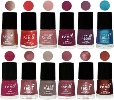 

Fabia Premium Shine & Glossy Nail Polish Collection Shades (12 Pcs Combo) Light Nude-Red Orange-Shrimp Pastell-Cherry Blossom-Light Jam-Denim-Hot Magenta-Lip-Light Beige-Dusty Pink-Dark Red Chrome-Berry(Pack of 12)