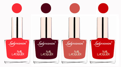 

Lady Fashion Ultra High Shine Long Stay Nail Polish Baby Pink,Maroon,Nude,Juicy Red(Pack of 4)