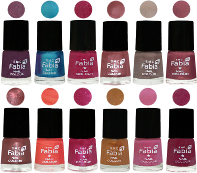

Fabia Premium Collection 12 Piece Color Nail Polish Shades Light Jam-Denim-Hot Magenta-Lip-Light Beige-Dusty Pink-Dark Red Chrome-Peach-Light Magenta-Golden -Light Plum-Rose Pink(Pack of 12)