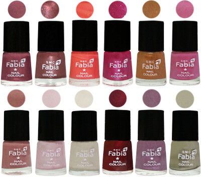 

Fabia Premium Collection 12 Piece Color Nail Polish Shades Dusty Pink-Dark Red Chrome-Peach-Light Magenta-Golden -Light Plum-Nude-Lychee-Light Cream-Maroon-Light Violet-Oyster(Pack of 12)