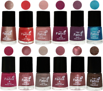 

Fabia Premium Collection 12 Piece Color Nail Polish Shades Light Nude-Red Orange-Shrimp Pastell-Cherry Blossom-Light Jam-Denim-Hot Magenta-Lip-Light Beige-Dusty Pink-Dark Red Chrome-Dark Brown(Pack of 12)