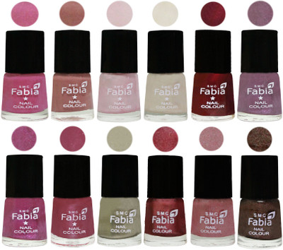 

Fabia Premium Collection 12 Piece Color Nail Polish Shades Light Plum-Nude-Lychee-Light Cream-Maroon-Light Violet-Rani-Pink Maroonish-Oyster-Nude Pink-Light pink-Dark Brown(Pack of 12)