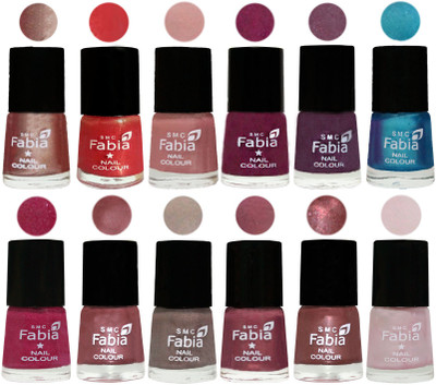 

Fabia Premium Collection 12 Piece Color Nail Polish Shades Light Nude-Red Orange-Shrimp Pastell-Cherry Blossom-Light Jam-Denim-Hot Magenta-Lip-Light Beige-Dusty Pink-Dark Red Chrome-Lychee(Pack of 12)