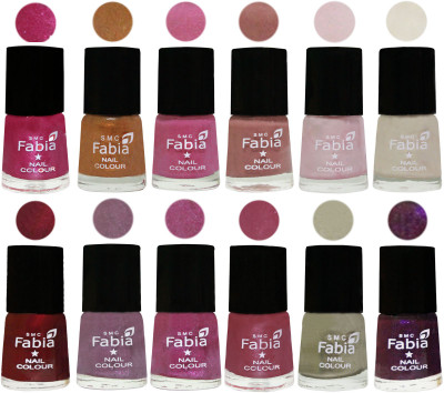 

Fabia Premium Shine & Glossy Nail Polish Collection Shades (12 Pcs Combo) Light Magenta-Golden -Light Plum-Nude-Lychee-Light Cream-Maroon-Light Violet-Rani-Pink Maroonish-Oyster-Dark Purple(Pack of 12)