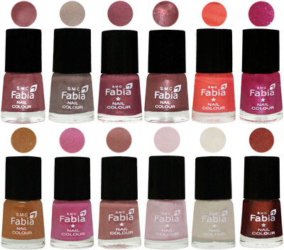 

Fabia Premium Lacquer Extra Shine Nail Polish Shades Of (12 Pcs Nail Polish) Lip-Light Beige-Dusty Pink-Dark Red Chrome-Peach-Light Magenta-Golden -Light Plum-Nude-Lychee-Light Cream-Berry(Pack of 12)