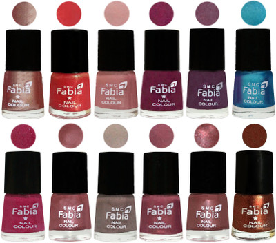 

Fabia Premium Collection 12 Piece Color Nail Polish Shades Light Nude-Red Orange-Shrimp Pastell-Cherry Blossom-Light Jam-Denim-Hot Magenta-Lip-Light Beige-Dusty Pink-Dark Red Chrome-Light Jerry Coffee(Pack of 12)