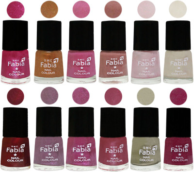 

Fabia Premium Lacquer Extra Shine Nail Polish Shades Of (12 Pcs Nail Polish) Light Magenta-Golden -Light Plum-Nude-Lychee-Light Cream-Maroon-Light Violet-Rani-Pink Maroonish-Oyster-Rose Pink(Pack of 12)