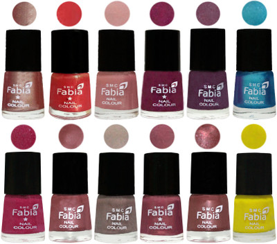 

Fabia Premium Shine & Glossy Nail Polish Collection Shades (12 Pcs Combo) Light Nude-Red Orange-Shrimp Pastell-Cherry Blossom-Light Jam-Denim-Hot Magenta-Lip-Light Beige-Dusty Pink-Dark Red Chrome-Yellow(Pack of 12)