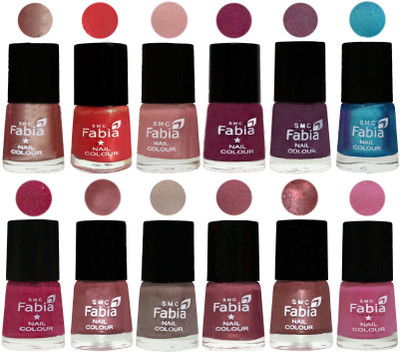 

Fabia Premium Lacquer Extra Shine Nail Polish Shades Of (12 Pcs Nail Polish) Light Nude-Red Orange-Shrimp Pastell-Cherry Blossom-Light Jam-Denim-Hot Magenta-Lip-Light Beige-Dusty Pink-Dark Red Chrome-Light Plum(Pack of 12)