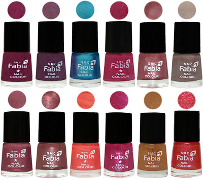 

Fabia Premium Lacquer Extra Shine Nail Polish Shades Of (12 Pcs Nail Polish) Cherry Blossom-Light Jam-Denim-Hot Magenta-Lip-Light Beige-Dusty Pink-Dark Red Chrome-Peach-Light Magenta-Golden -Jerry Pink(Pack of 12)