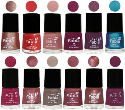 

Fabia Premium Collection 12 Piece Color Nail Polish Shades Light Nude-Red Orange-Shrimp Pastell-Cherry Blossom-Light Jam-Denim-Hot Magenta-Lip-Light Beige-Dusty Pink-Dark Red Chrome-Light purple(Pack of 12)