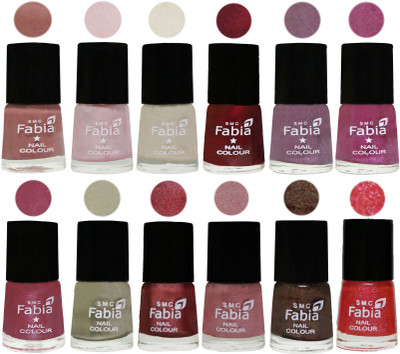 

Fabia Premium Lacquer Extra Shine Nail Polish Shades Of (12 Pcs Nail Polish) Nude-Lychee-Light Cream-Maroon-Light Violet-Rani-Pink Maroonish-Oyster-Nude Pink-Light pink-Dark Brown-Jerry Pink(Pack of 12)