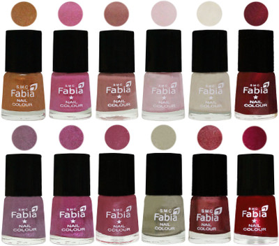 

Fabia Premium Shine & Glossy Nail Polish Collection Shades (12 Pcs Combo) Golden -Light Plum-Nude-Lychee-Light Cream-Maroon-Light Violet-Rani-Pink Maroonish-Oyster-Nude Pink-Dark Magenta(Pack of 12)