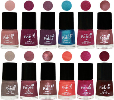 

Fabia Premium Collection 12 Piece Color Nail Polish Shades Shrimp Pastell-Cherry Blossom-Light Jam-Denim-Hot Magenta-Lip-Light Beige-Dusty Pink-Dark Red Chrome-Peach-Light Magenta-Royal Red(Pack of 12)
