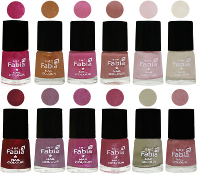 

Fabia Premium Shine & Glossy Nail Polish Collection Shades (12 Pcs Combo) Light Magenta-Golden -Light Plum-Nude-Lychee-Light Cream-Maroon-Light Violet-Rani-Pink Maroonish-Oyster-Light pink(Pack of 12)