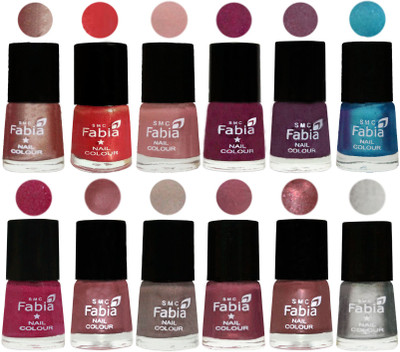 

Fabia Premium Lacquer Extra Shine Nail Polish Shades Of (12 Pcs Nail Polish) Light Nude-Red Orange-Shrimp Pastell-Cherry Blossom-Light Jam-Denim-Hot Magenta-Lip-Light Beige-Dusty Pink-Dark Red Chrome-Silver(Pack of 12)