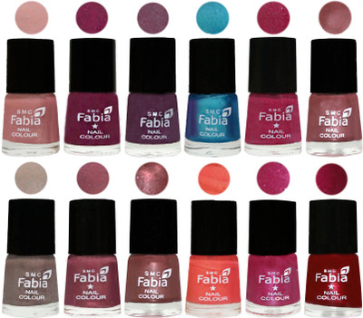 

Fabia Premium Collection 12 Piece Color Nail Polish Shades Shrimp Pastell-Cherry Blossom-Light Jam-Denim-Hot Magenta-Lip-Light Beige-Dusty Pink-Dark Red Chrome-Peach-Light Magenta-Dark Magenta(Pack of 12)
