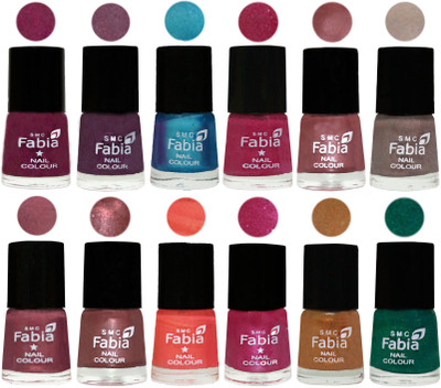 

Fabia Premium Shine & Glossy Nail Polish Collection Shades (12 Pcs Combo) Cherry Blossom-Light Jam-Denim-Hot Magenta-Lip-Light Beige-Dusty Pink-Dark Red Chrome-Peach-Light Magenta-Golden -Green(Pack of 12)
