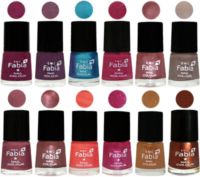 

Fabia Premium Collection 12 Piece Color Nail Polish Shades Cherry Blossom-Light Jam-Denim-Hot Magenta-Lip-Light Beige-Dusty Pink-Dark Red Chrome-Peach-Light Magenta-Golden -Light Jerry Coffee(Pack of 12)