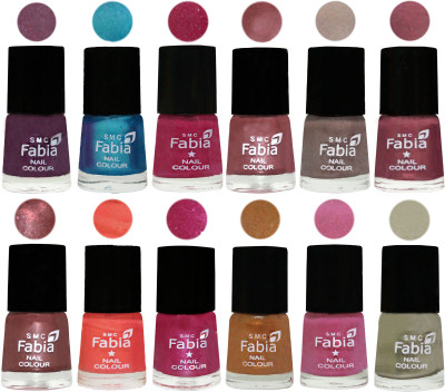 

Fabia Premium Shine & Glossy Nail Polish Collection Shades (12 Pcs Combo) Light Jam-Denim-Hot Magenta-Lip-Light Beige-Dusty Pink-Dark Red Chrome-Peach-Light Magenta-Golden -Light Plum-Oyster(Pack of 12)