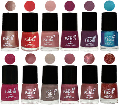 

Fabia Premium Collection 12 Piece Color Nail Polish Shades Light Nude-Red Orange-Shrimp Pastell-Cherry Blossom-Light Jam-Denim-Hot Magenta-Lip-Light Beige-Dusty Pink-Dark Red Chrome-Jerry Wine(Pack of 12)